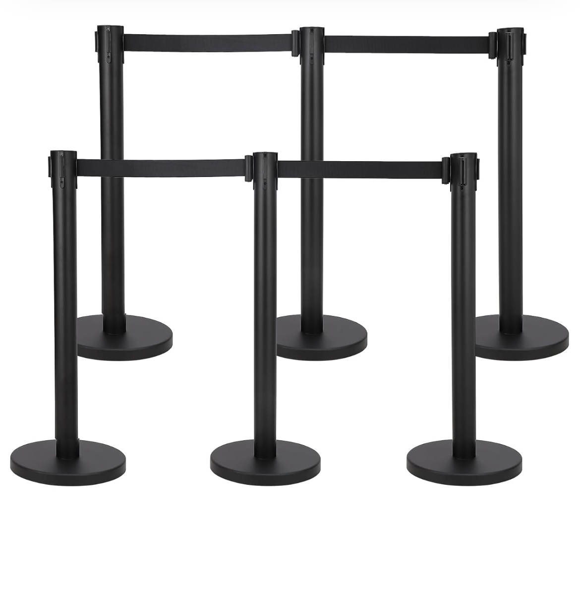 Retractable Belt Barrier Lines set of 8 black on black 