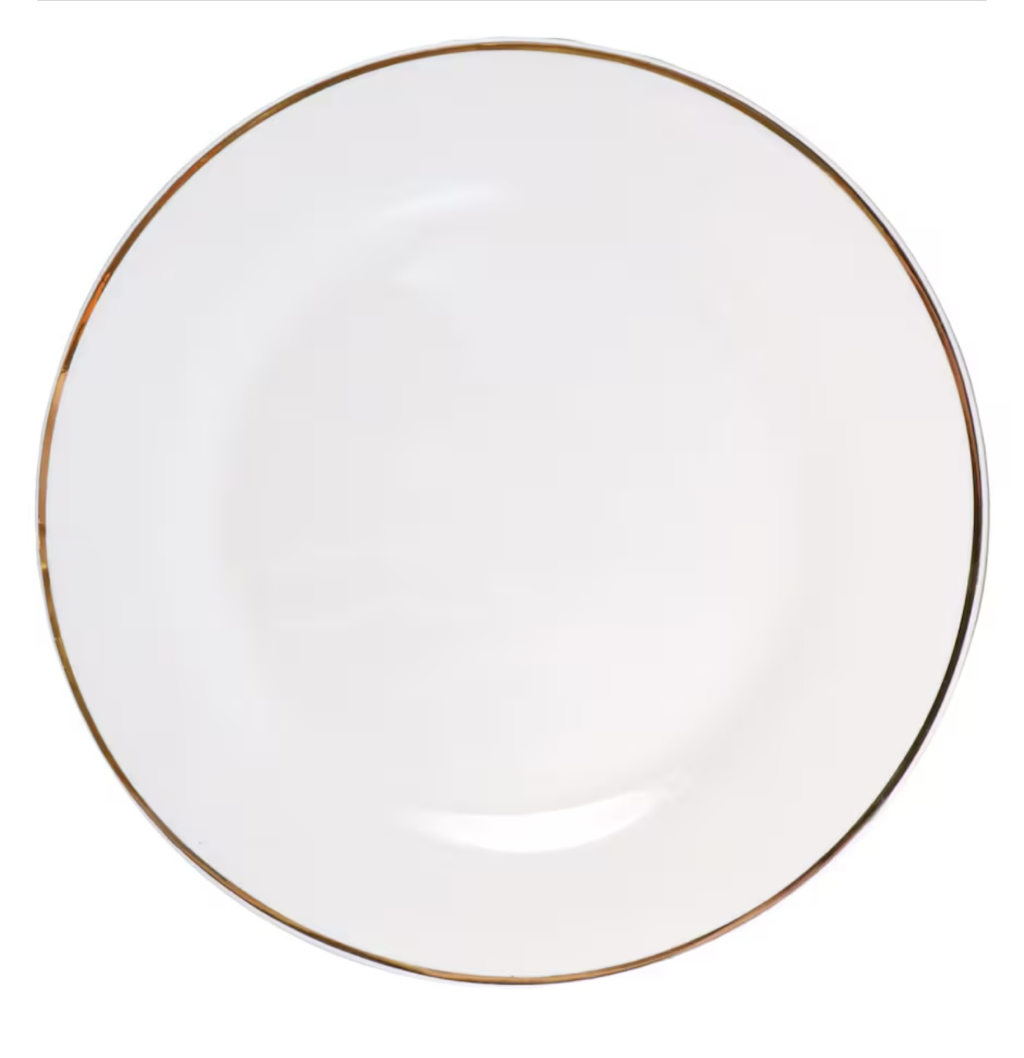 10.5in White Plate W/ Gold Rim