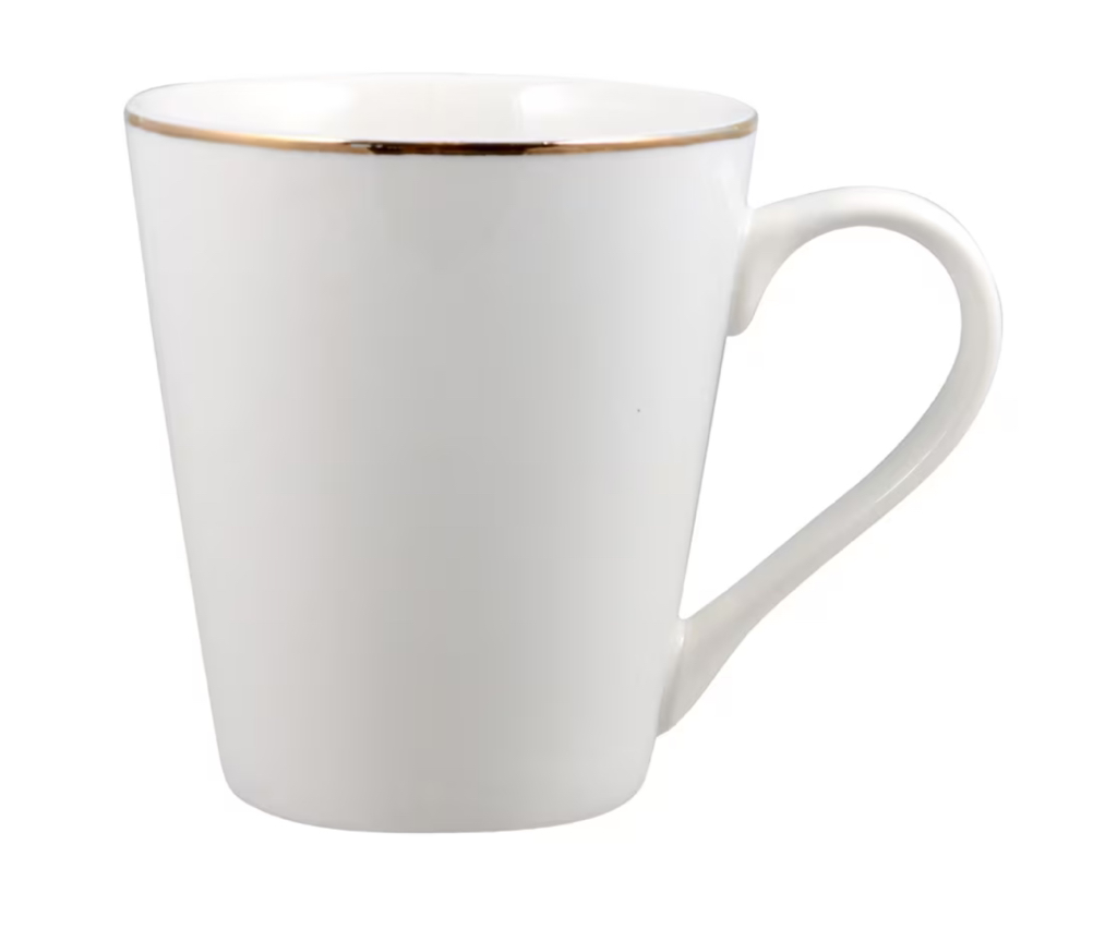 11oz White W/ Gold Rim Mug