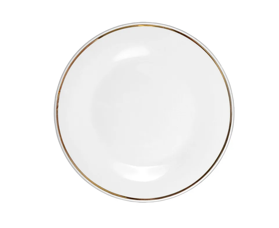 8in White Plate W/ Gold Rim